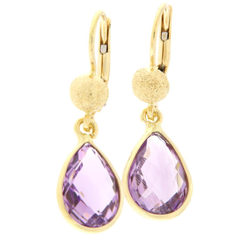 Orecchini Vintage Placcati In Oro Con Perle Autentiche E Ametista - Foto 3